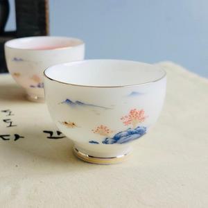 [BZFJ6I9O_51C5]백자 산수화 도자기 찻잔 다기잔 50ml