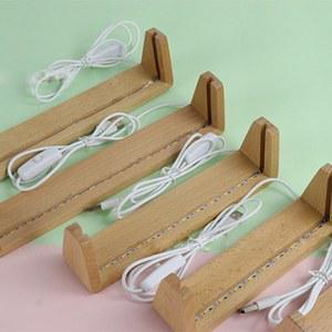 받침대 Led 나무 베이스 디스플레이 스탠드 u자형 프레임 아트 라이트 따뜻한 조명 램프 USB 케이블 포함 쉬운 사용