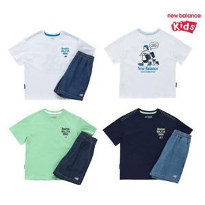 [롯데백화점]뉴발란스 PLAY DENIM_일러스트 반팔 데님 셋업 (NK9YF2503U)