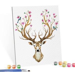 DIY캔버스형 그림그리기 40x50cm 코스모스사슴과새