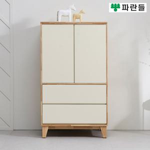 [착불배송] 파란들가구 800 전면화이트 고무나무원목 2단서랍 원목옷장