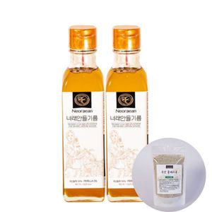 너래안 100 국내산 들기름 180ml 2개+들깨가루 100g(지퍼백 파우치)