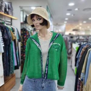 베네통/애플아울렛/레터링 배색 후드 가디건/ BAKCA7531