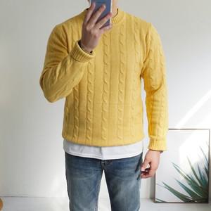 3XL까지 남자 꽈배기 케이블 울 캐시 라운드 니트티 14color