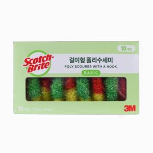 3M 스카치브라이트 걸이형 폴리수세미 플러스 10개입 자두 그린