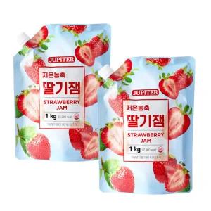 쥬피터 저온농축 딸기잼 1kg X 2개 대용량 파우치 과육