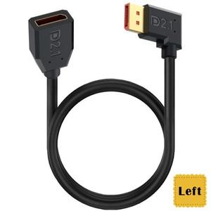 15cm 2.1 버전 DisplayPort 남성-여성 팔꿈치 연장 케이블 DP2.0 52Gbps 지원 16K@30Hz 8K@240Hz 실버 도금