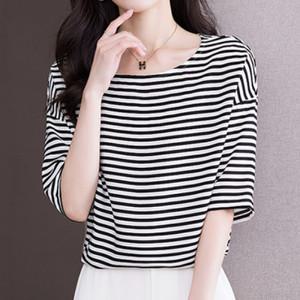 나바바 / NT838 캐주얼 단가라 루즈핏 5부 티셔츠