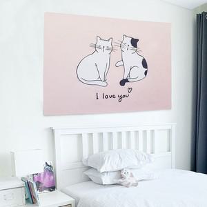 에이치플러스몰 대형 패브릭 포스터 고양이 M 벽장식 인테리어 가림천 벽장식 인테리어장식