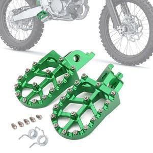 IUVWISN 더트 바이크 풋 페그, 모터사이클 페그스 와이드 레스트 페달 CNC for KX250 KX450 2019-2024 KX250F 2006-2018 KX450F 2007-2018 KLX450R 2008-2013 KX250X KX450X 2021-2024 그린