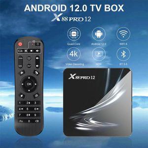 TV 셋톱 박스 스마트 수신기 OTT X88 프로 12 울트라 HD 4k 안드로이드 12.0 2.4G  5G 듀얼 밴드 와이파이
