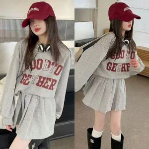 여아 초등학생 굿투게더 오버핏 맨투맨 치마세트