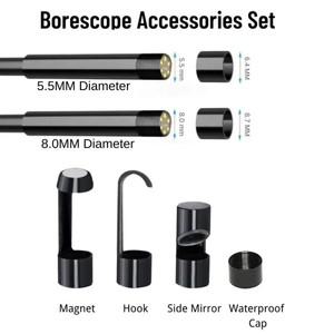 보스코프 세트 액세서리, 후크 자석 사이드 뷰 미러 보호 캡, 5.5mm 8mm 렌즈 내시경 카메라, 나사 나사 포