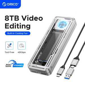 외장 냉각 선풍기 포함 USB4 M.2 SSD 인클로저 PCIe4.0 NVME 맥용 알루미늄 호환 썬더볼트 3/4 8TB