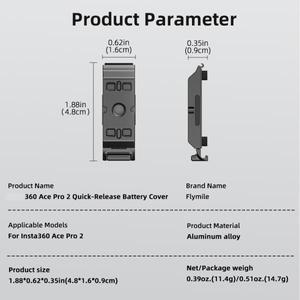 [누리사진관]Insta360 Ace Pro 2 수직 촬영 배터리 커버용 1 PC 검정색 알루미늄 합금 퀵 릴리스 측면 액세