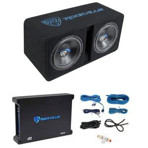 로크빌 DK512 패키지 듀얼 12인치 2800W K5 카 서브우퍼 인클로저 + dB12 2000W 앰프, 로드 서브 박스, 2옴, MDF, 통풍, 베이스 리모컨, 배선 키트, CEA 등급, 고출력, 자동차 오디오 시스템