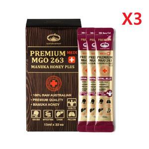 호주 네이쳐스탑 프리미엄 마누카꿀 MGO263 플러스 로얄제리 15ml x30팩 -3개