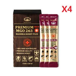 호주 네이쳐스탑 프리미엄 마누카꿀 MGO263 플러스 로얄제리 15ml x30팩 -4개