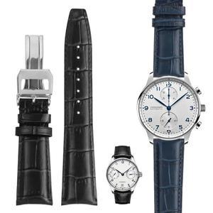 IWC 포르투갈어 크로노그래프 가죽 시계 밴드 포르투갈어 7 오토매틱 더 많은 다크 브라운네이비