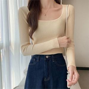 [오노마] ONM 여성 슬림 골지 패션 U넥 스타일 데일리 긴팔 티셔츠  9283964)