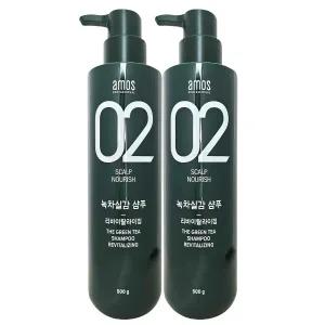 아모스 녹차실감 리바이탈라이징 산뜻한 타입 지성 샴푸 500g 2개