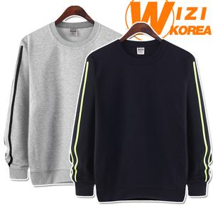 남성 아디오스 배색라인 긴팔 맨투맨 티셔츠 NMZ288M