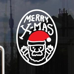 코이핀즈 타원안의 산타 merry x mas 크리스마스 장식 스티커 large