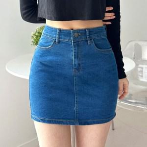 쏘옷 여성용 컬리 스판 데님 미니 스커트