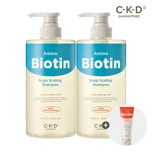 CKD 아미노비오틴 두피각질샴푸 750ml 2개+트리트먼트 150ml 증정 / 탈모 증상 완화 기능성 + 쿨링감 케어