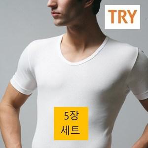 [트라이] U넥 티셔츠 남성 반팔 런닝( 90부터 115까지) 5매