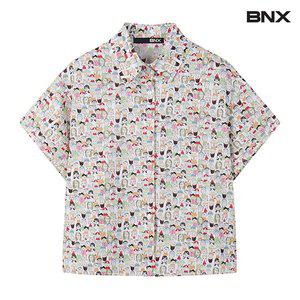 [BNX]유니크 페이스 카라넥 코튼 반팔 셔츠 (BW2BL034L0)