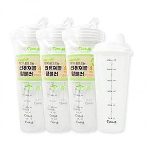 리유저블 텀블러 700ml 4개입 눈금인쇄-3개 냉온가능 텀블러 음료컵 재사용텀블러 빨대가 필요없는컵