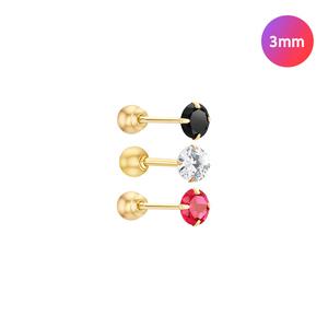 골드피아_14K 심플 큐빅 피어싱 3mm (1개)