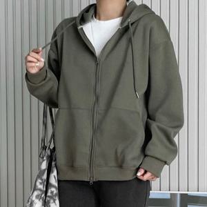 여성 투웨이 오버핏 후드 집업 티셔츠 데일리 무지 카키 긴팔 맨투맨 후드티