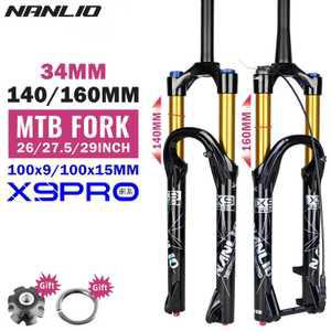 자전거 프레임 포크 서스펜션 Nanlio X9 오일 에어 금속 부싱 포함 26 27.5 29 인치 34mm 140mm