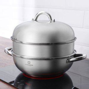[바겐슈타이거] 인덕션 2단 스텐 찜기 냄비 찜통 찜판 찜솥 전골냄비 28cm