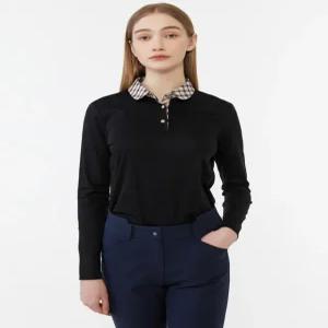 닥스 골프 여성 24SS [스테디셀러]체크카라 코튼 긴팔폴로티셔츠 (BLACK) WNTS4A001BK