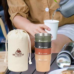 스테인레스 스틸 컵 캠핑 세트 300ml 용량 음료 커피 차 물 야외 여행 하이킹 가정용 4