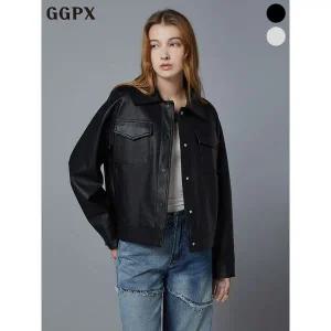 [GGPX]카라넥 페이크 레더 스냅 자켓  GOZJK002F _P373983567