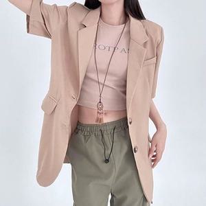 트랜디한 2컬러 여름 롱 루즈핏 반팔자켓