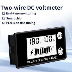 호환 8-100v DC 배터리 전압계 온도 경고 LCD 디스플레이 자동차 납산 리튬 수명 전압 테스터 12v 용량