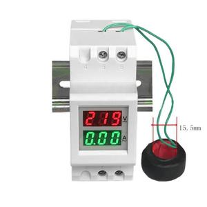 호환 2P 36mm 딘 레일 듀얼 LED 전압 전류 미터 전압계 전류계 AC 80-300V 250-450V 0-100A