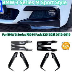 ABS 글로스 블랙 프론트 범퍼 안개등 립 스포일러 바디 튜닝 키트 BMW 3 시리즈 F30 M 팩 320i 325i 스포츠 2012 2019