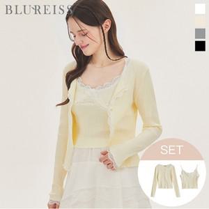 [블루레이스] [2SET]레이스 배색 져지 가디건+캐미숄탑_B5S1KC4561