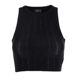 블랙 니트 디자인 오픈워크 크롭 탑 WRKE0290 AU081N0000