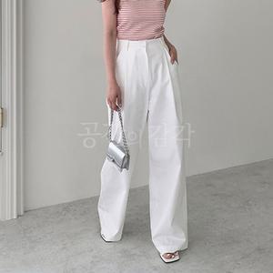 와이드 핀턱 주름 면바지 코튼 팬츠 롱 화이트 블랙 흰색 여름 얇은 통넓은
