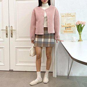 [셀러허브 패션][VY] 여자 부클 무스탕 양털 민무늬 FW 자켓