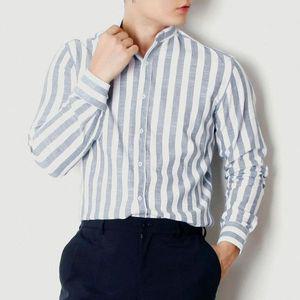 [모로엠]남성 차이나넥 스트라이프 긴팔 차이나카라셔츠 ON SHA QWFHJUBG_P392706475