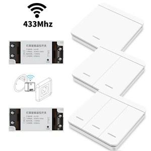 무선 스위치 433Mhz 이동식 벽 패널 스위치 RF 벽 조명 스위치 AC 0V 220V 30A 램프 원격 제어 릴레이 컨트롤러