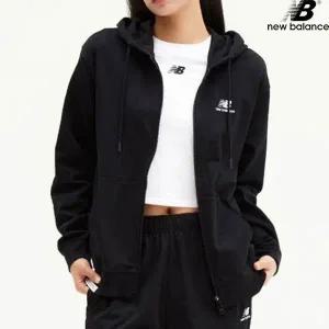 [하프클럽/] NBMDE21013-BK 에센셜 싱글메쉬 후드집업 세미오버핏 남녀공용 후